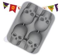 Bol à glaçons en silicone 3D en forme de tête de mort, 4 compartiments pour cocktails, whisky, café et thé | Congélateur à plusieurs pôles pour la cuisine domestique et les célébrations familiales