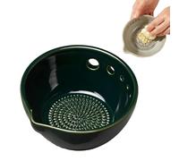 Bol à herbes 2 en 1 avec râpe, décapant à herbes en céramique, 5 tailles de trous avec port de drainage, râpe à ail pour gingembre/ail/herbes (5 trous, vert)