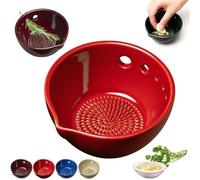 Bol à herbes avec râpe, râpe à ail et herbes 2 en 1 faite à la main, bol à herbes en céramique avec 5 tailles de trous pour salades et cuisine, outil de préparation de cuisine sans effort pour