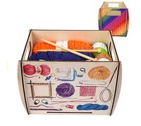 Bol À Laine En Bois - Grand Contenant de Stockage,Boîte pour Laine, Crochets et Aiguilles de Crochet,pour Débutants et Experts à la Maison et en Atelier