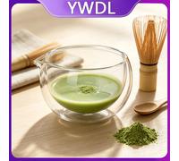 Bol à matcha en verre à double paroi, transparent, pour salade de fruits, yaourt, mélange, avec bec verseur, pour la cuisine, la préparation des œufs, la pâtisserie et le service 500ml