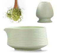 Bol à matcha japonais en 2 parties avec bec verseur, bol à thé Chawan Matcha avec repose-fouet, bol traditionnel en céramique pour matcha - Bol à thé Chawan - Bol à matcha en céramique (vert)