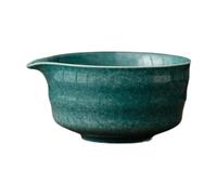 Bol à matcha traditionnel japonais en céramique - Tasse à thé fabriquée à la main avec bec verseur - Capacité : 500 ml - 14,5 x 12,7 x 7 cm - Vert foncé