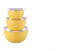 Bol à Mélanger 304 avec Couvercle 16cm Antidérapant Bol à Mélanger(3 Yellow Lid)