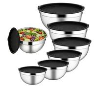 Bol à Mélanger Avec Couvercle | Set de 7 Pièces avec Couvercles Airtight en Acier Inoxydable et Emboîtables | Bols de Préparation Culinaire pour Cuisine - pour Sauces Collations Oeufs Assaisonnements