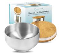 Bol à mélanger en acier inoxydable 304 avec couvercle hermétique en bambou d'une capacité de 500 ml pour le service, la préparation, le stockage et le mélange de gel et de poudre de massage | Durable