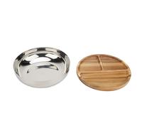 Bol à Mélanger en Acier Inoxydable, Couvercle en Bois Intérieur Miroir, Bol à Salade Antirouille, Bol Gigogne Facile à Nettoyer pour Préparer, Conserver et Servir des Fruits et