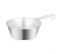 Bol à neige multifonction en acier inoxydable 304 avec échelle intérieure, bol portable avec poignée à crochet, conçu pour la cuisine en plein air, boire du café ou servir de la soupe (900 ml)