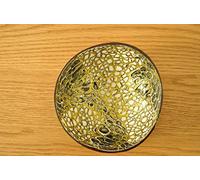Bol à noix de coco fait à la main - Bol rond en bois naturel - Peinture laquée brillante incrustée avec coquille d'œuf - Bol à bonbons - Noir doré - H009