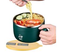 Bol à nouilles avec trou de drainage et isolante anti-brûlure | Bol à flocons d'avoine avec couvercle et poignée en acier inoxydable pour cuisine, petit déjeuner, nouilles instantanées