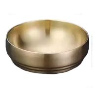 Bol à nouilles double couche en acier inoxydable, parois épaisses, isolation sous vide, résistant à la chaleur, base anti-basculement (doré, 21 cm)