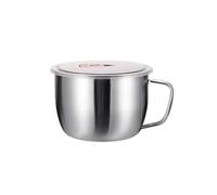 Bol à nouilles en acier inoxydable avec couvercle, cuillère et baguettes pour nouilles instantanées - Grand récipient alimentaire étanche avec joint en silicone, convient pour le chauffage à induction