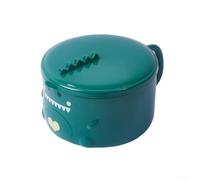 Bol à nouilles en acier inoxydable avec couvercle, motif dinosaure avec poignée, passe au micro-ondes et facile à nettoyer (vert)