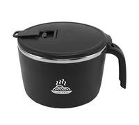 Bol à Nouilles Instantanées en Acier Inoxydable, Tasse à Soupe de 1300 Ml avec Couvercle, Support pour Téléphone, Bol à Soupe Double Couche, Cuiseur à Nouilles Instantanées, Boîte à(Noir)