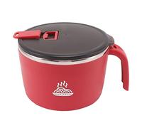 Bol à Nouilles Instantanées en Acier Inoxydable, Tasse à Soupe de 1300 Ml avec Couvercle, Support pour Téléphone, Bol à Soupe Double Couche, Cuiseur à Nouilles Instantanées, Boîte à(Rouge)