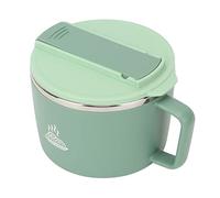 Bol à Nouilles pour Micro-ondes avec Baguettes et Cuillère 1200 Ml en Acier Inoxydable 304 Bol de Cuiseur Ramen Portable avec Couvercle pour la Conception de Fente de Bureau (Vert)