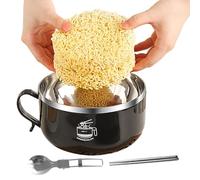 Bol à nouilles ramen avec couvercle et poignée - Boîte à déjeuner en acier inoxydable | Pot à nouilles instantanées pour dortoir universitaire | Accessoire de repas portable léger et durable