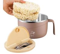 Bol à nouilles | Tasses à soupe portables de 1200 ml avec couvercle et fourchette | Bol à déjeuner en acier inoxydable 304, pour cuisine, Pho, soupe, pâtes, flocons d'avoine, gumbo, salade, maison et