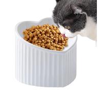Bol à nourriture pour chat - Bol en céramique verte, 14 x 12 cm, plateau pour animaux de compagnie, taille 14 x 4,72 pouces, design en forme de cœur élévé, bol d'eau shallow | Porcelaine parfaite pour