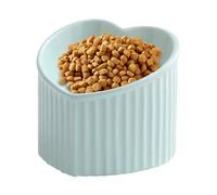 Bol à nourriture pour chat - Bol en céramique verte, 14 x 12 cm, plateau pour animaux de compagnie, taille 14 x 4,72 pouces, design en forme de cœur élévé, bol d'eau shallow | Porcelaine parfaite pour
