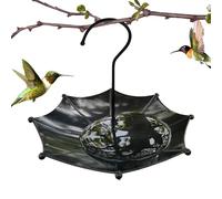 Bol à Oiseaux, Plateau Mangeoire, avec Crochet et Plateau d'eau en Forme de Parapluie pour Chalet Bord de Piscine Jardin Balcon Terrasse avec Rampe Extérieur
