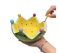 Bol à pastèque en céramique avec 6 fourchettes en acier inoxydable | Accessoires de vaisselle pour maison, restaurant, maison, bar, vacances