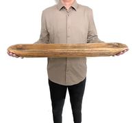 Bol à pâte en bois, bol en bois vintage sculpté à la main, décoration d'intérieur pour centre de table à manger, salon, cuisine (76,2 cm, marron)