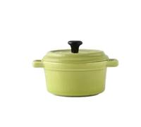 Bol à petit-déjeuner en céramique Ramequins avec couvercles, allant au four, crème brûlée, mini cocotte, soufflé, couvercle et poignée for soupe à l'oignon, 220 ml(Green)