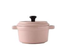 Bol à petit-déjeuner en céramique Ramequins avec couvercles, allant au four, crème brûlée, mini cocotte, soufflé, couvercle et poignée for soupe à l'oignon, 220 ml(Pink)