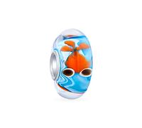 Bol À Poisson Bleu Nautique De Dessin Animé, Poisson Rouge, Verre De Murano, Perle Intercalaire En Argent Sterling .925, Compatible Avec Bracelet À Breloques Européen Pour Femmes Et Adolescentes