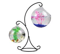 Bol à Poisson Suspendu avec Support, Mini Bol à Poisson Transparent, Bol à Poisson en Verre de Construction imperméable à économie d'espace pour la Maison, Accessoire de Bureau