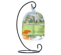 Bol à Poisson Suspendu avec Support, Mini Bol Transparent à Poissons, de Construction imperméable en Verre Vase Aquarium pour la Maison, Accessoire de Bureau