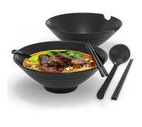 Bol à ramen 6 pièces - Service de vaisselle traditionnelle japonaise avec baguettes et cuillère en noir