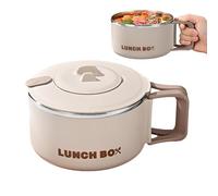 Bol à ramen avec couvercle | Tasse à soupe de cuisine en acier inoxydable de 1200 ml | Pot à nouilles portable, bol à ramen japonais de grande capacité pour chambre, bureau, université,