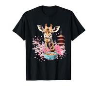Bol à Ramen avec Motif Girafe et Fleurs de Sakura T-Shirt
