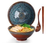 Bol à ramen, bol à ramen, bol japonais en céramique, bol à ramen, bol à ramen avec cuillère, baguettes, bols à soupe 1200 ml, bols à ramen, bols à céréales, saladiers
