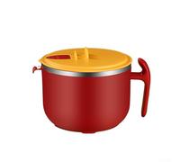 Bol à ramen en acier inoxydable avec couvercle et poignée, grand bol à soupe pour nouilles instantanées, ragoûts, riz, 1200 ml, vert (rouge)