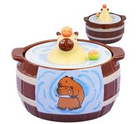 Bol à ramen en céramique - Bol à nouilles instantanées en céramique pour le bain, grand bol à ramen Capybara avec poignée, bol à céréales instantané pour petit déjeuner à la maison, garçons et filles,