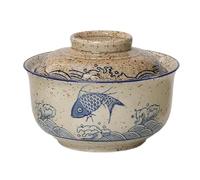 Bol à ramen en céramique de style japonais avec couvercle - Assiettes créatives pour soupe, nouilles de riz et porridge - Vaisselle de cuisine polyvalente pour nouilles instantanées et plus encore