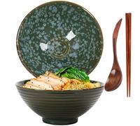 Bol à Ramen en Céramique, Ensemble de Bol à Ramen, Bol Japonais en Céramique, Bol à Ramen avec Cuillère et Baguettes, Bols à Soupe 1200ml, Bol à Salade Vintage