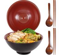 Bol à ramen japonais 1200 ml en céramique artisanale agate rouge Vendos85
