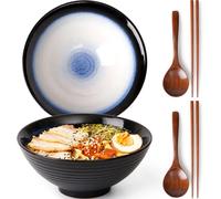 Bol à ramen japonais 1200 ml en céramique artisanale bleu lune Vendos85