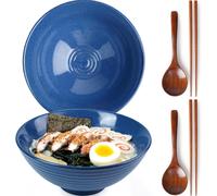Bol à ramen japonais 1200 ml en céramique artisanale Bleu saphir Vendos85