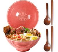 Bol à ramen japonais 1200 ml en céramique artisanale rose Vendos85