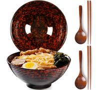 Bol à ramen japonais 1200 ml en céramique artisanale rouge Vendos85