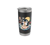 Bol à ramen mignon pingouin Kawaii Anime Nouilles Gobelet isotherme en acier inoxydable double paroi