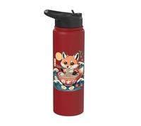 Bol à ramen mignon renard mangeant des vagues kawaii Kanji Stainless Steel Insulated Water Bottle