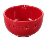 Bol à Râper Manuel en Céramique Rouge pour Gingembre et Ail | Séparateur de Feuilles à 5 Trous, Plaque de Râpage et Bec Verseur, Purées Lisses et Transferts Nets