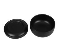 Bol à Raser en Acier Inoxydable Noir avec Couvercle et Porte-blaireau | Savonnette ou Crème, Forme Tasse et Bol, Usage Maison, Style Classique Rétro, Surface Lisse