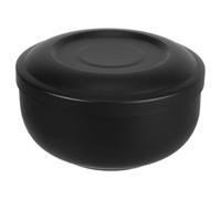 Bol à Raser en Acier Inoxydable Noir avec Couvercle et Porte-blaireau | Style Vintage Classique, Surface Lisse et Design Rétro, Rangement du Savonnette, pour Routine de Toilettage
